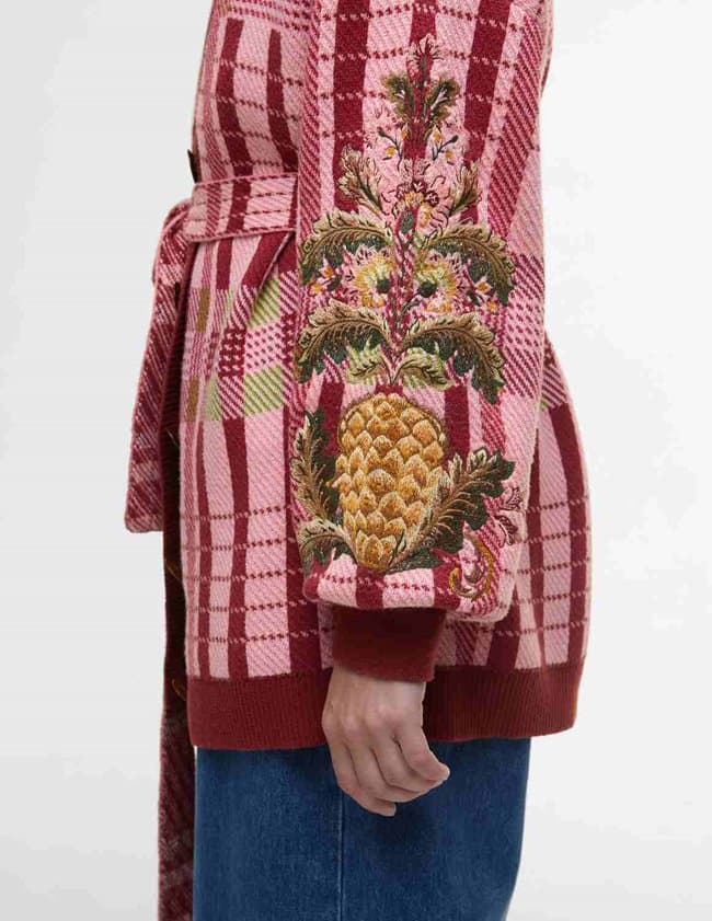 Barbour luisa cardigan - pink tartan detail