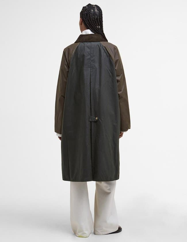 Barbour evette wax jacket - green detail