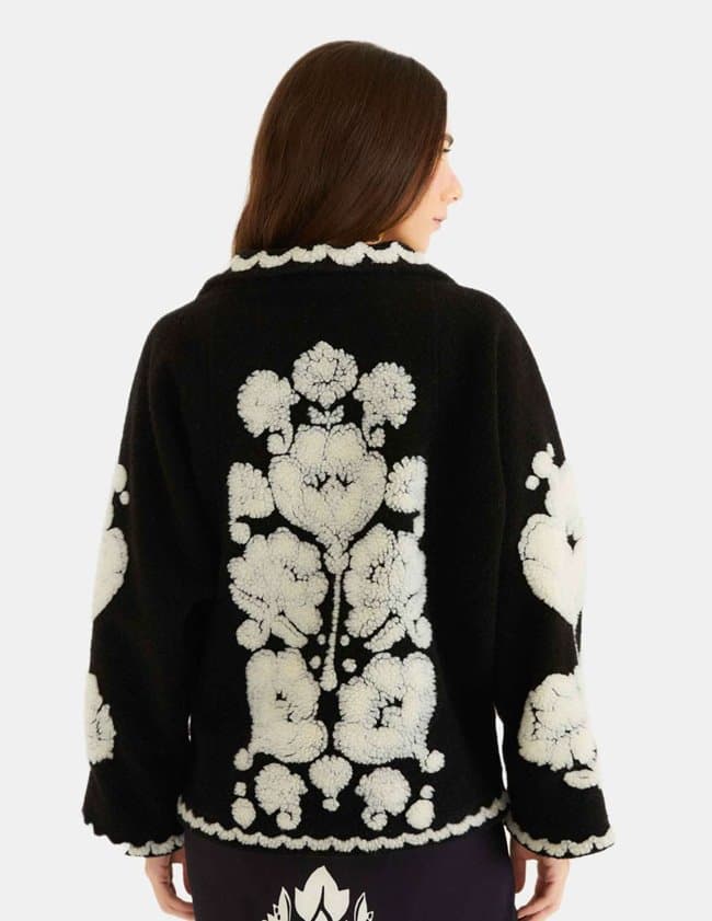Farm Rio floral arabesque coat - black back