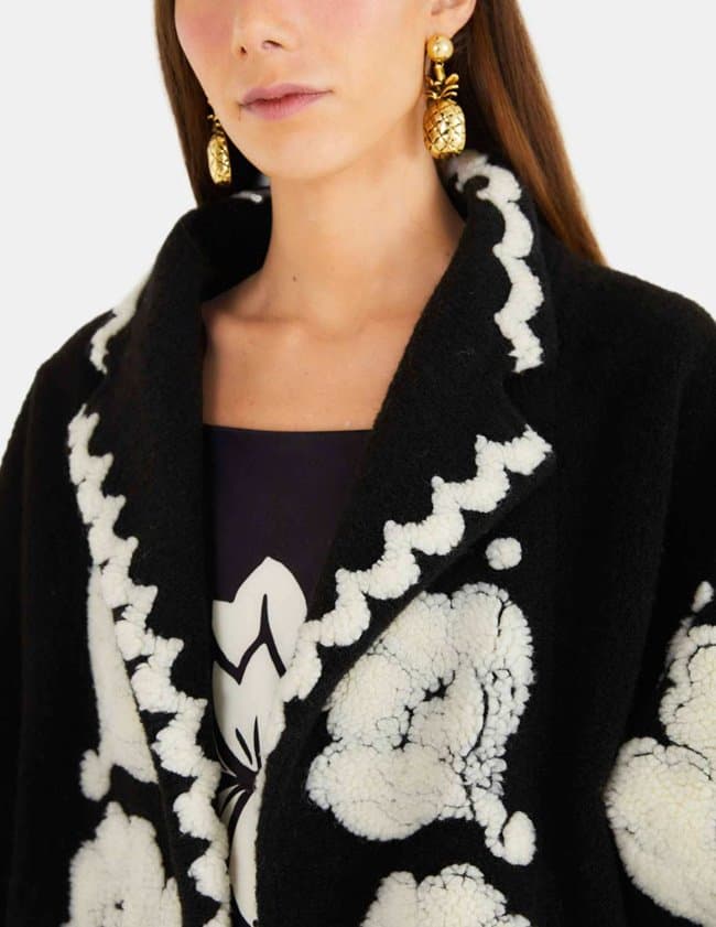 Farm Rio floral arabesque coat - black side