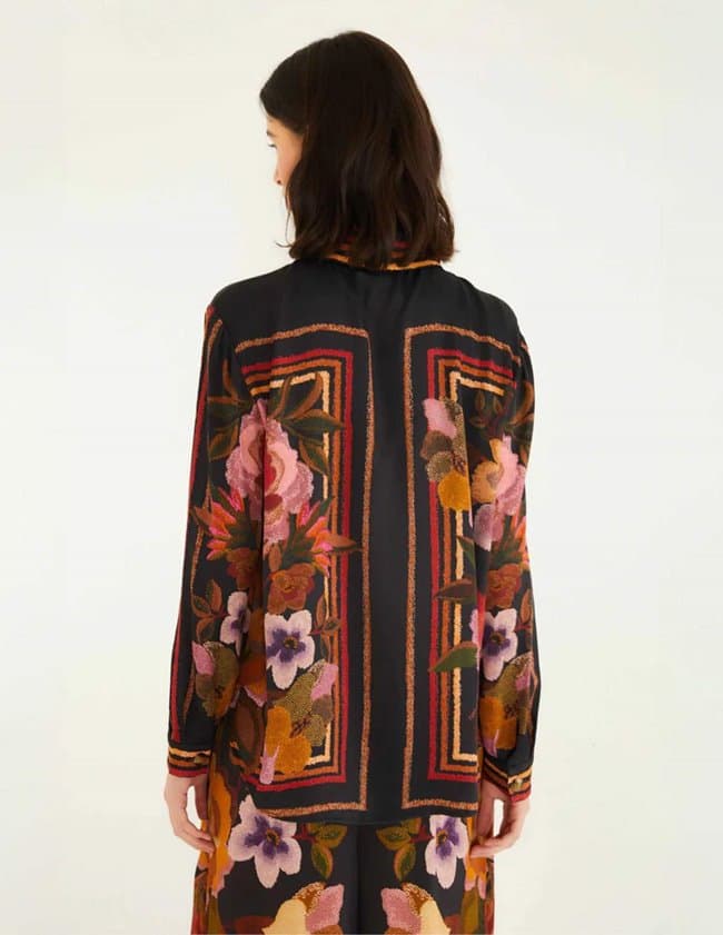 Farm Rio chenille flowers shirt - black back