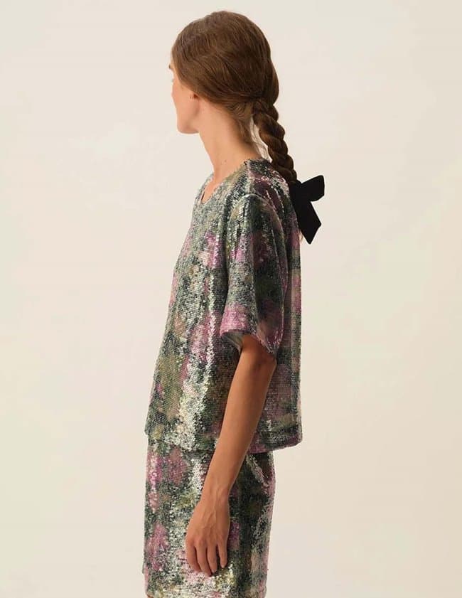 Des Petits Hauts honoree sequin top - multi side