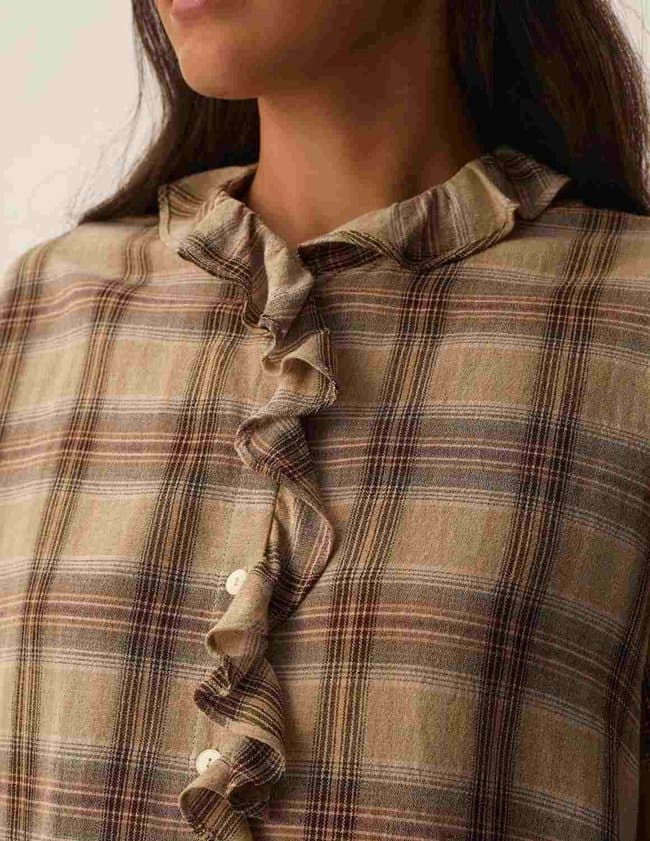 Des Petits Hauts tessa blouse - neutral check back