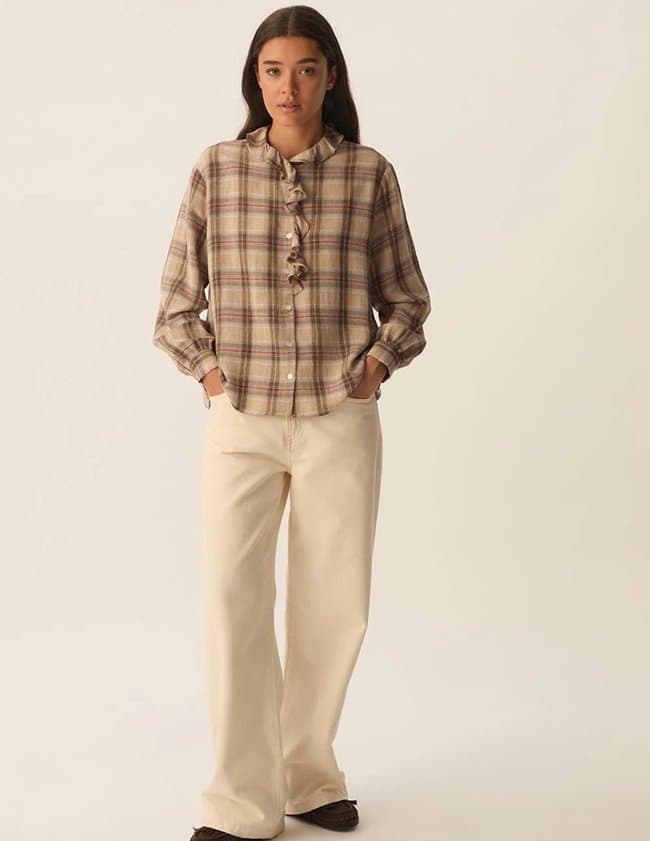 Des Petits Hauts tessa blouse - neutral check side