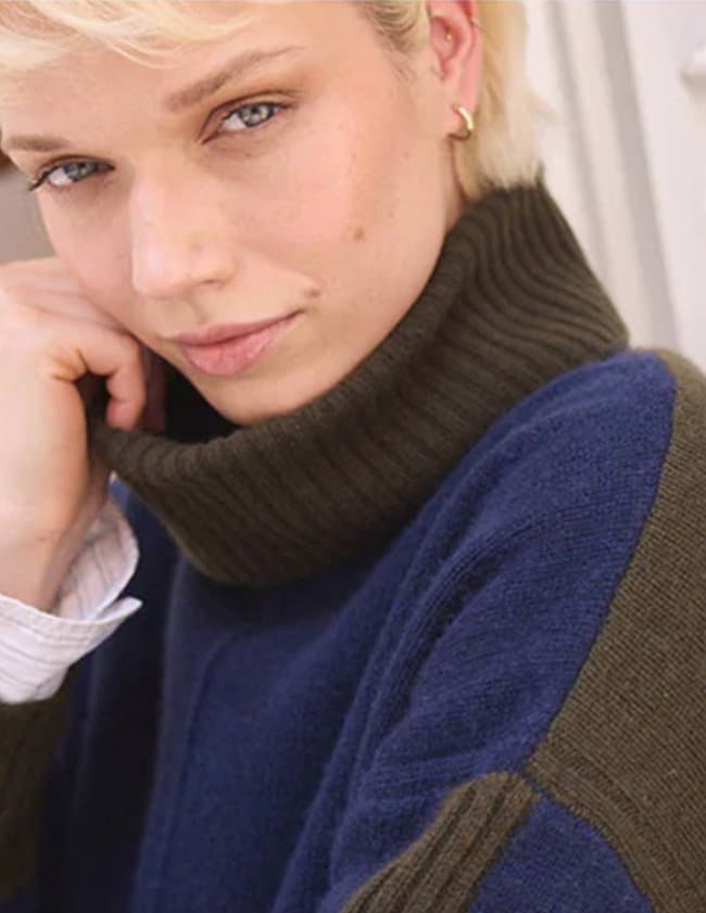 Absolut Cashmere candace jumper - navy combo side