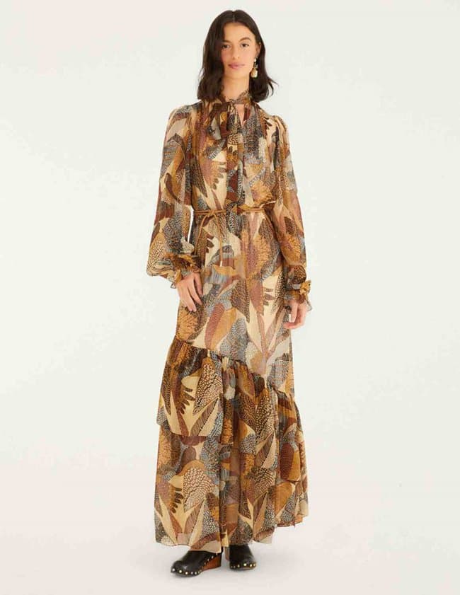 Farm Rio dotted macaws dress - cream