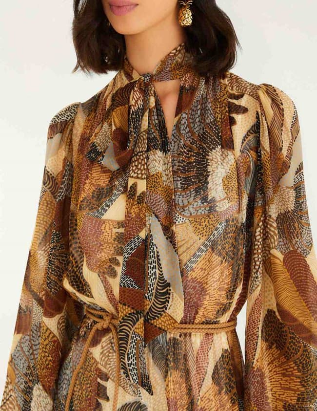 Farm Rio dotted macaws dress - cream back