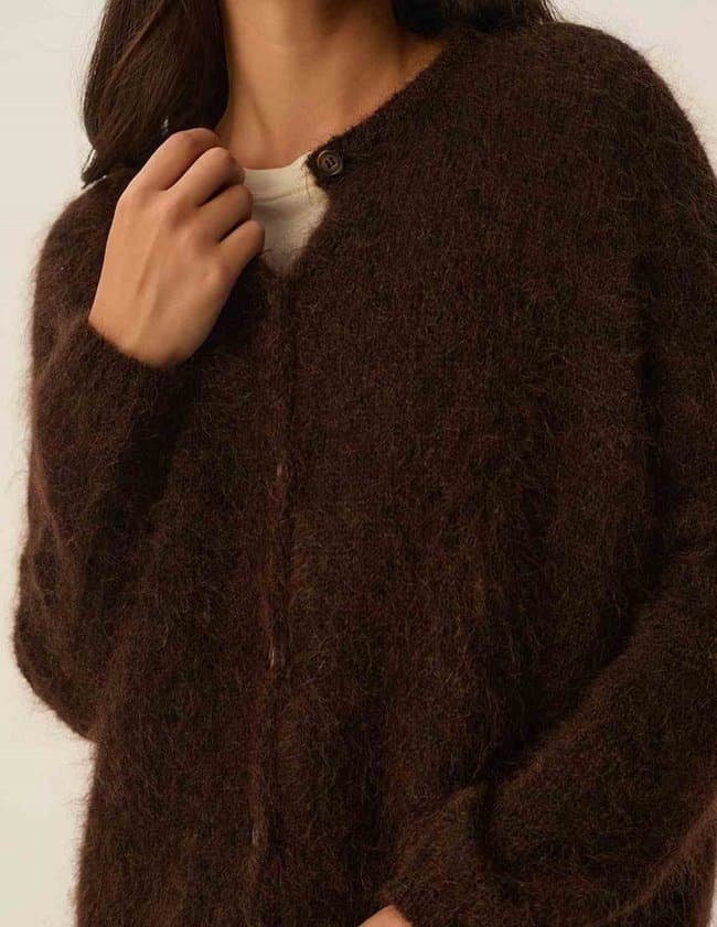 Des Petits Hauts bea cardigan - coffee detail