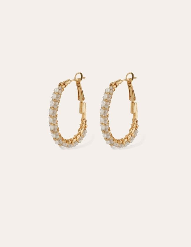 Gas Bijoux lyre hoop earrings large - mother of pearl