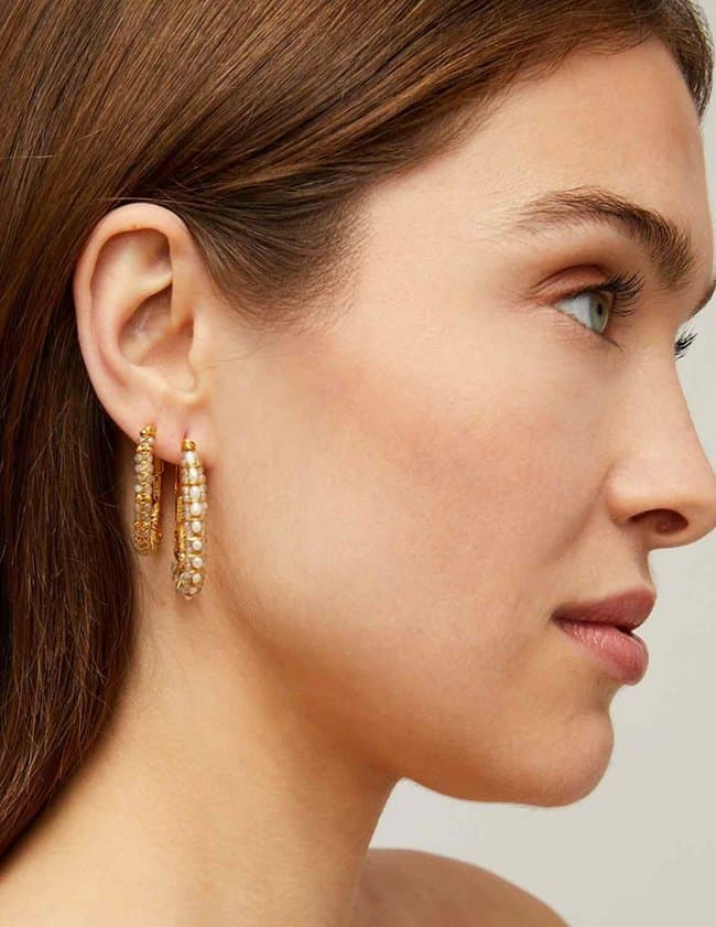 Gas Bijoux lyre hoop earrings large - mother of pearl back