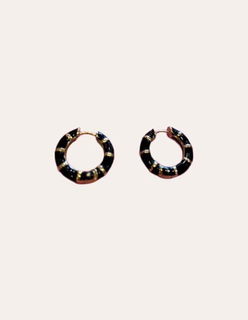 Gas Bijoux bambou enamel hoop earrings
