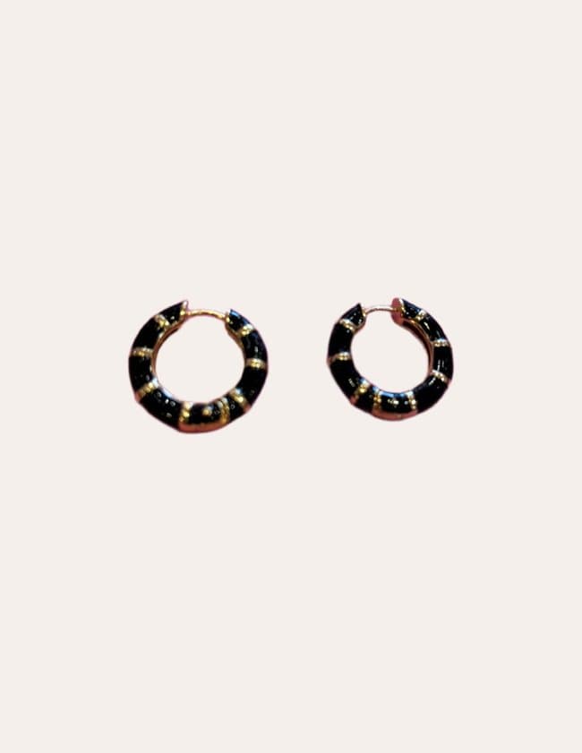 Gas Bijoux bambou enamel hoop earrings