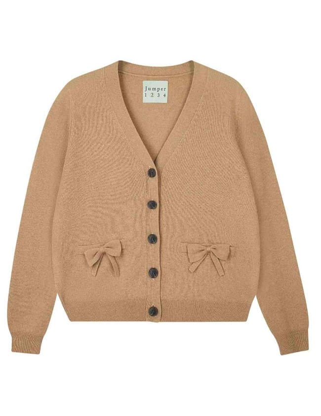 Jumper 1234 bow cardigan - sandstone back