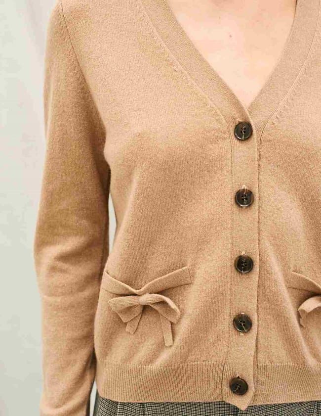 Jumper 1234 bow cardigan - sandstone side