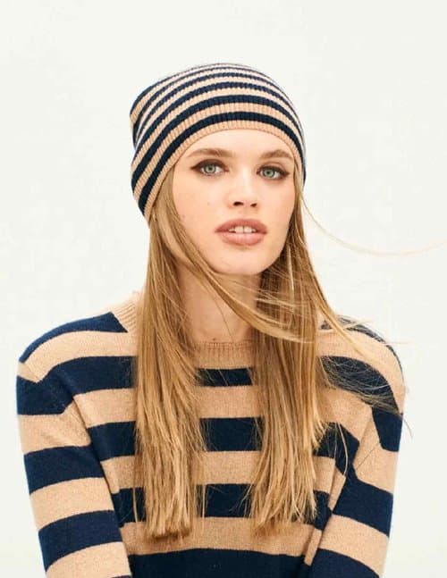 Jumper 1234 stripe beanie - sandstone