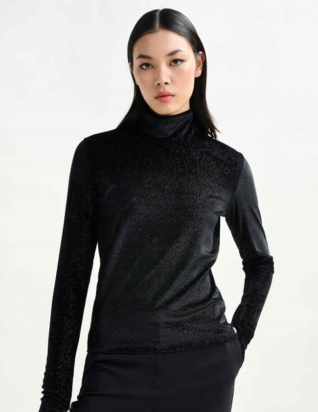 Essentiel Antwerp indienne velvet top - black
