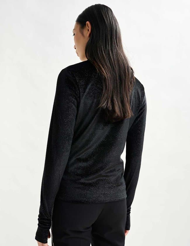 Essentiel Antwerp indienne velvet top - black model