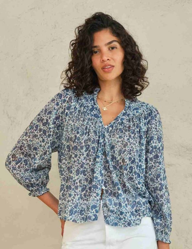 M.A.B.E APPAREL esti print top - blue side