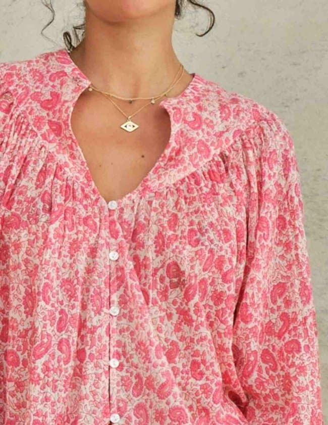 M.A.B.E APPAREL esti print top - pink detail