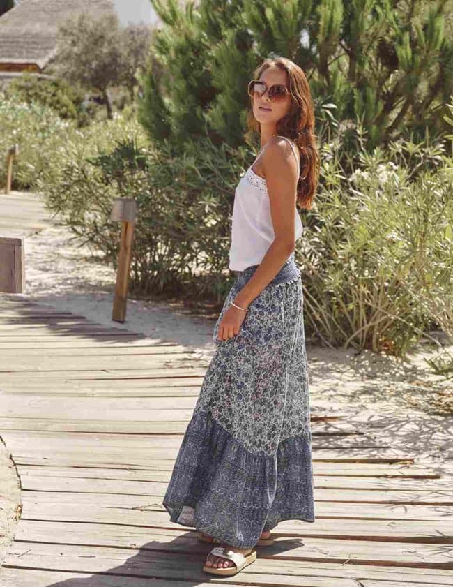 M.A.B.E APPAREL esti maxi skirt - blue detail