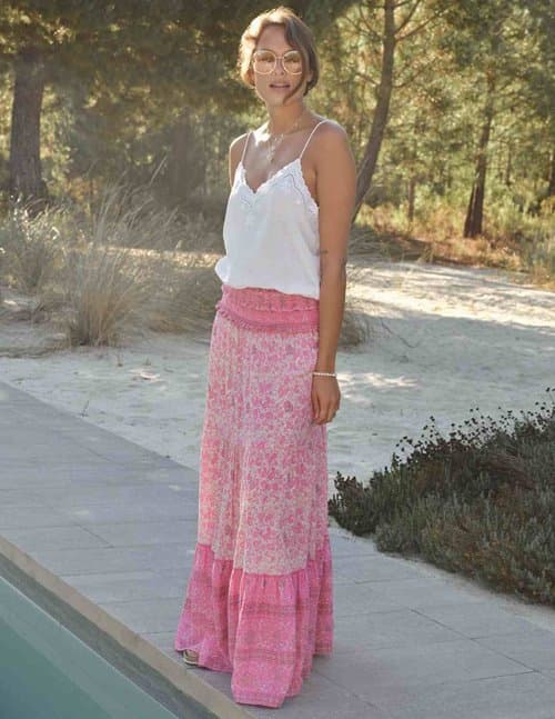 M.A.B.E APPAREL esti maxi skirt - pink