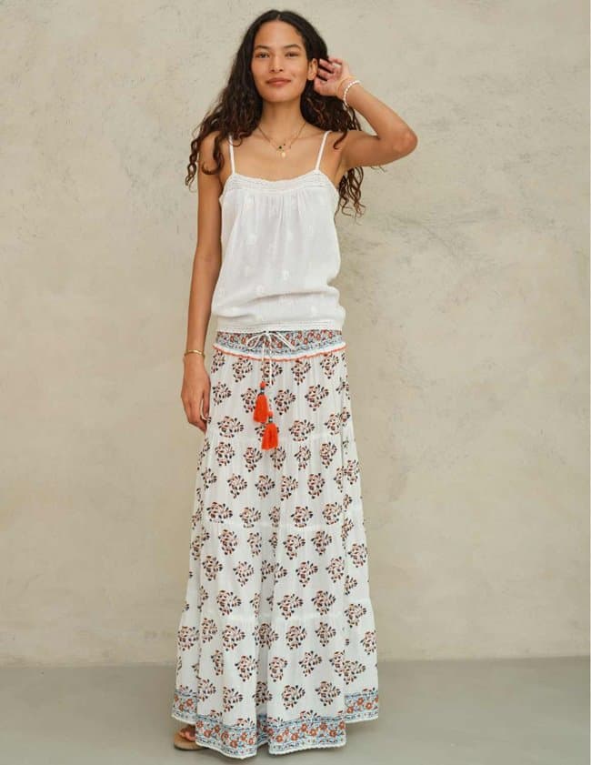 M.A.B.E APPAREL stella maxi skirt - ecru