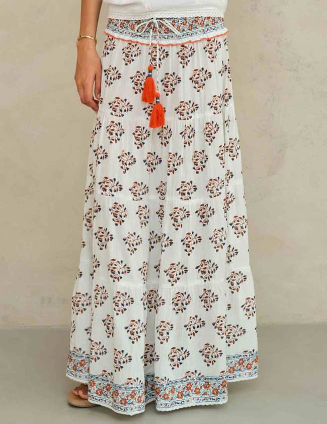 M.A.B.E APPAREL stella maxi skirt - ecru back
