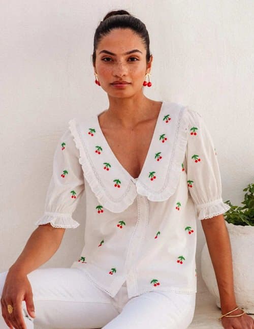 Pink City Prints ava blouse - cherry