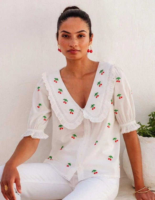 Pink City Prints ava blouse - cherry