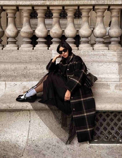 Des Petits Hauts ysidore coat - brown check