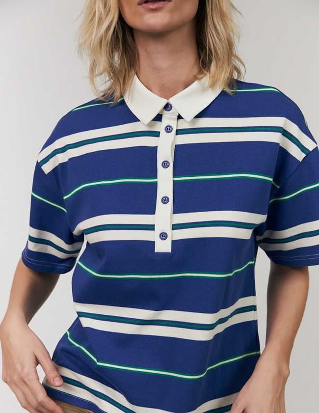 Lollys Laundry ulma polo tee - blue detail