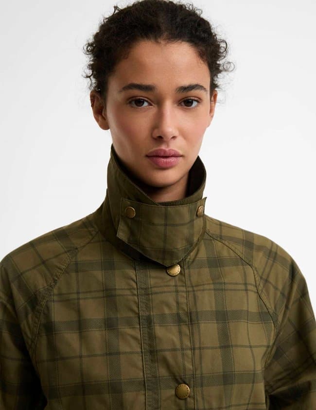 Barbour cropped beadnell jacket - check detail