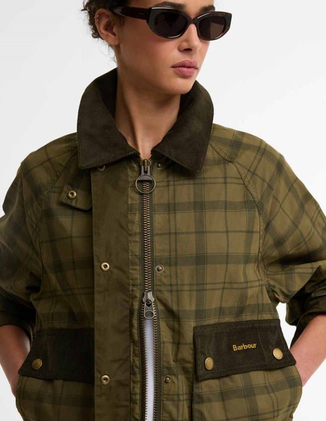 Barbour cropped beadnell jacket - check side