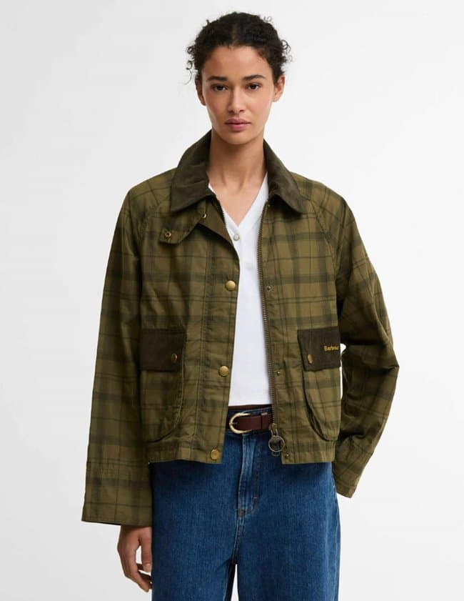 Barbour cropped beadnell jacket - check