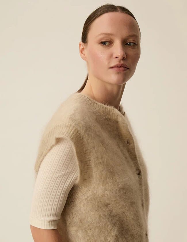 Des Petits Hauts alibaba cardigan - latte side