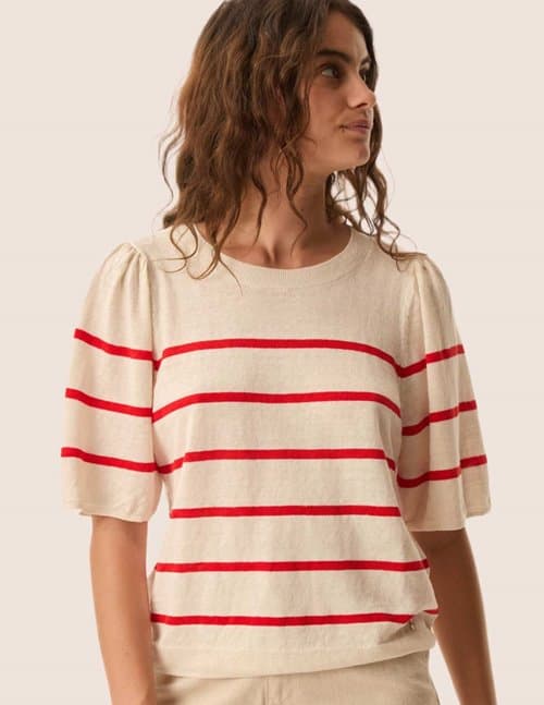 Des Petits Hauts bruna stripe top - red