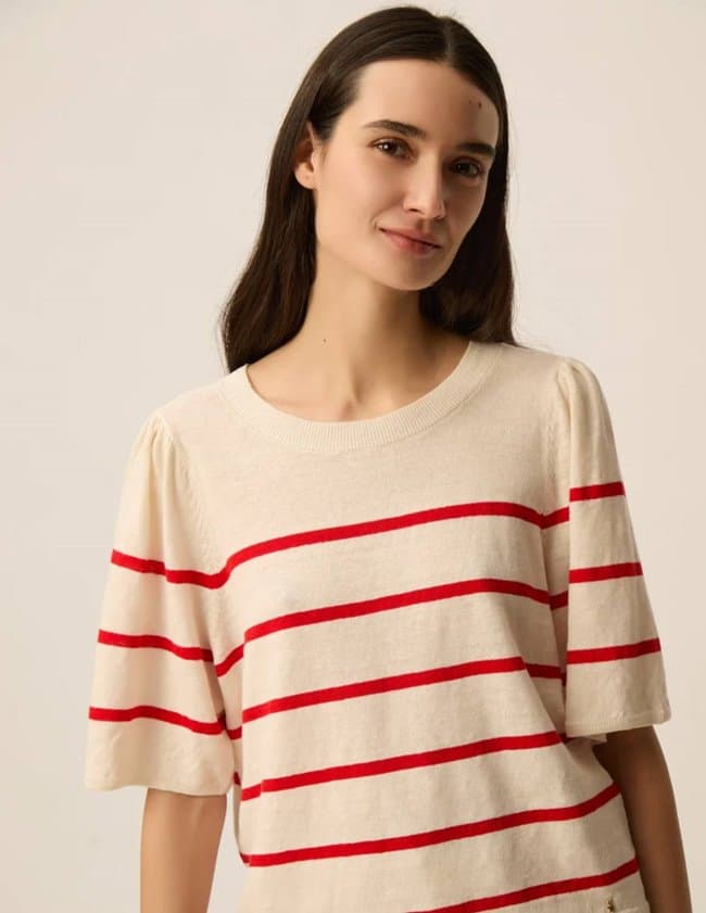 Des Petits Hauts bruna stripe top - red side