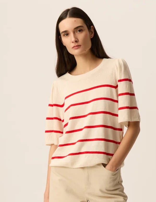 Des Petits Hauts bruna stripe top - red back