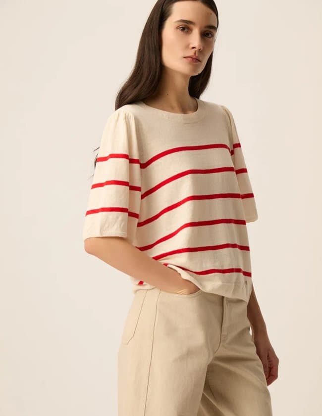Des Petits Hauts bruna stripe top - red model