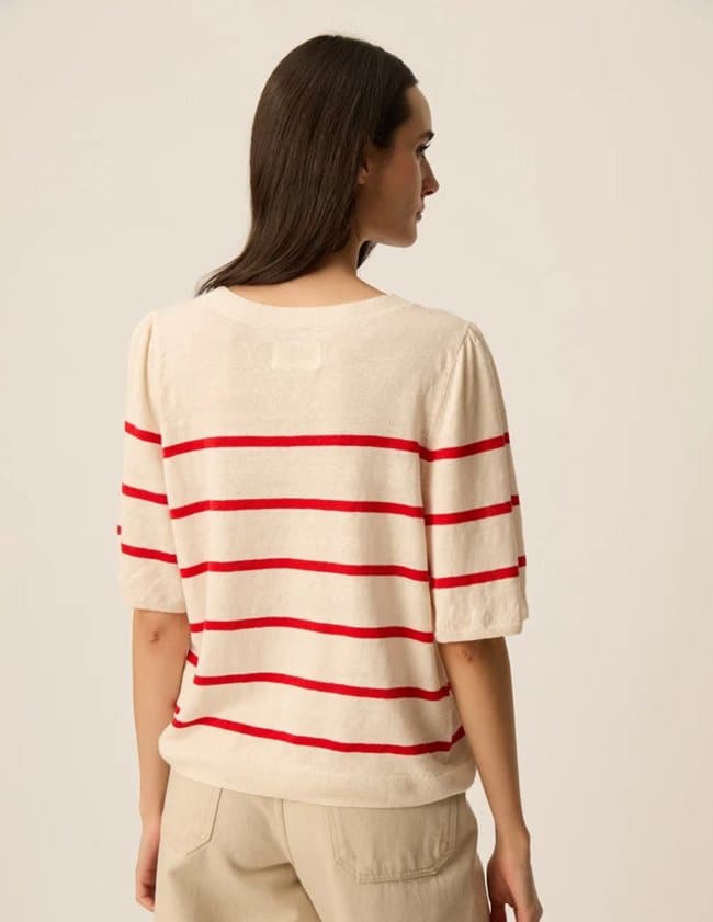 Des Petits Hauts bruna stripe top - red detail