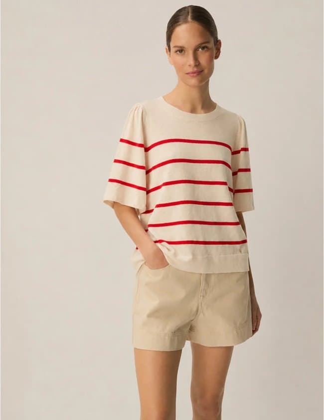 Des Petits Hauts bruna stripe top - red back