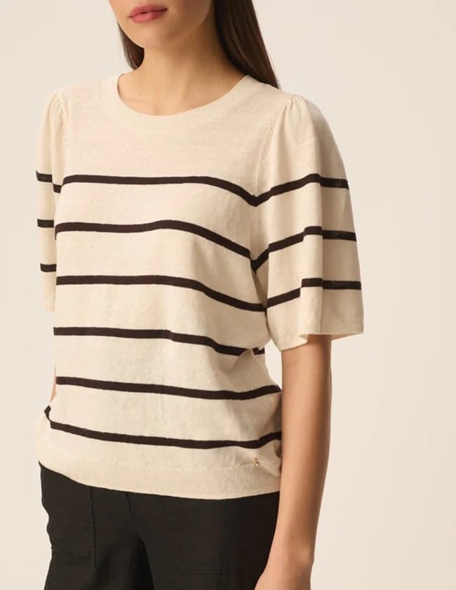 Des Petits Hauts bruna stripe top - dark brown side
