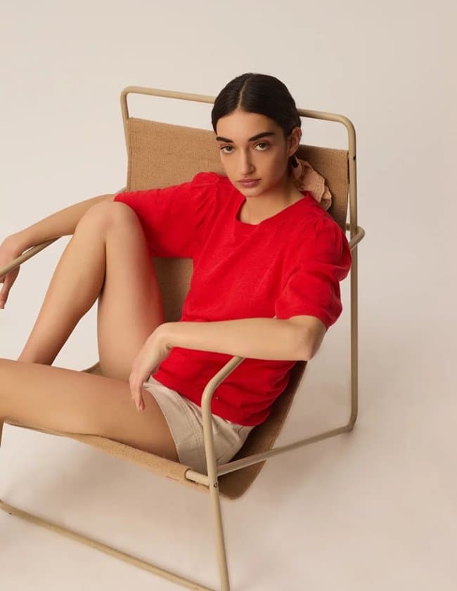 Des Petits Hauts brune top - red back