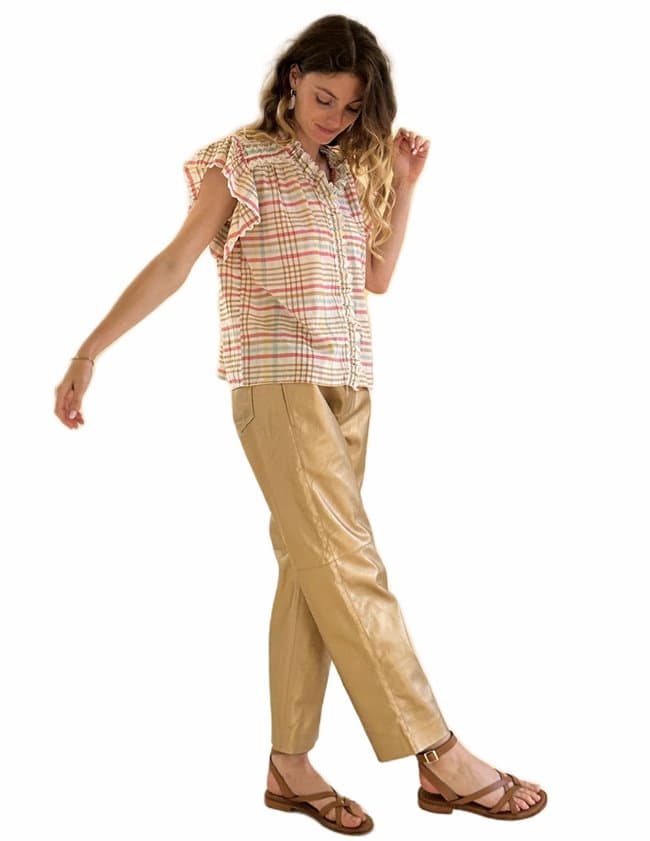 Feeka judy blouse - latte check model