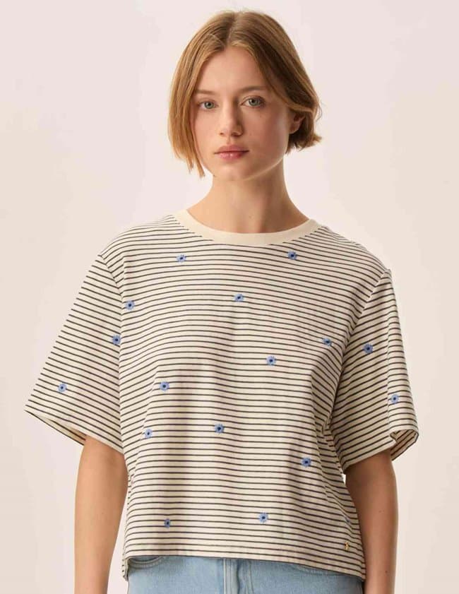 Des Petits Hauts josef tee - cream stripe