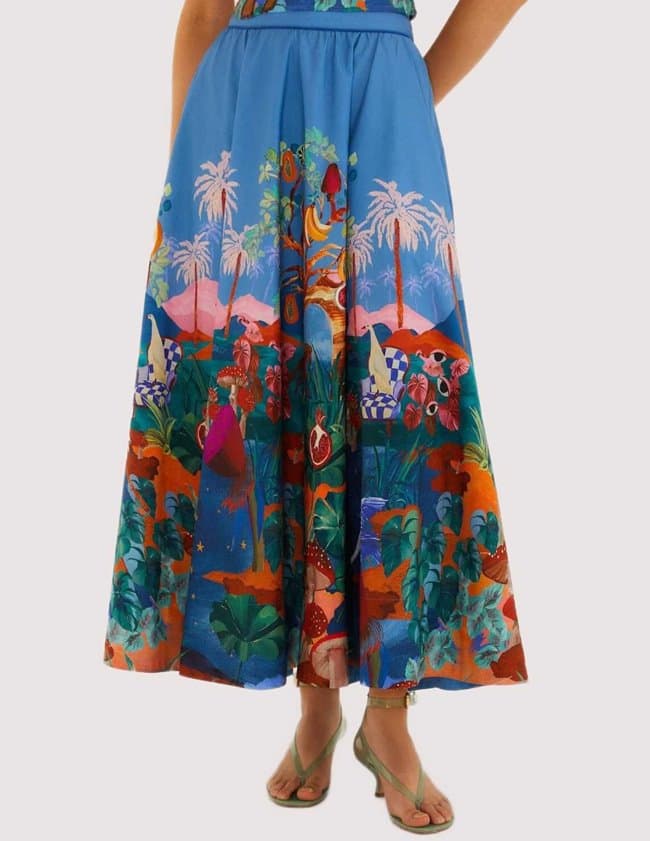 Farm Rio dream landscape skirt - multi side