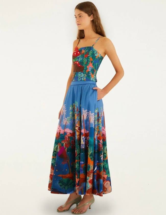 Farm Rio dream landscape skirt - multi detail