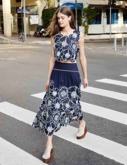 Farm Rio flowers skirt - blue