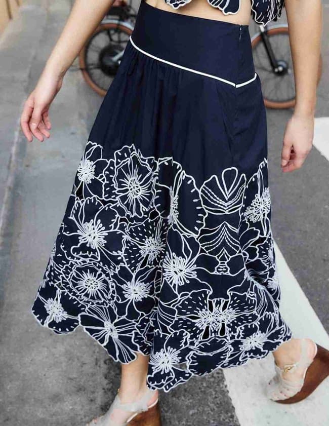 Farm Rio flowers skirt - blue side