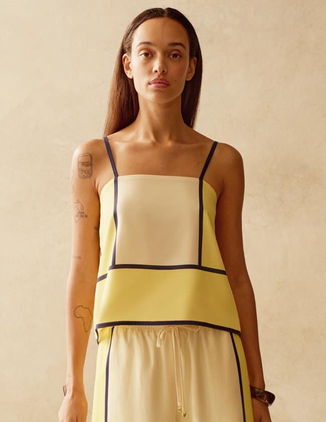 Sancia sian top - canary stripe detail